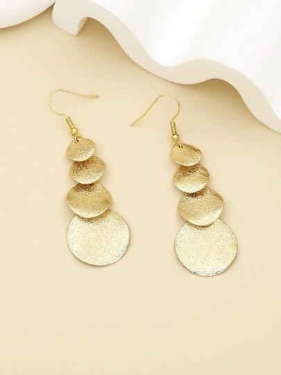 1 Đôi Bông Tai Tua Rua Tròn Hình Học Dài Bằng Kim Loại Châu Âu Và Mỹ Phong Cách Châu Âu Và Mỹ, Hẹn Hò, Du Lịch Và Phụ Kiện Tai Đa Năng Cho Nữ