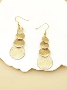 1 Par de Brincos de Franjas Circulares Longas Geométricas de Metal Banhado a Ouro e Prata em Estilo Europeu e Americano, Fashion para Férias, Encontros e Acessórios de Orelha Versáteis para Mulheres