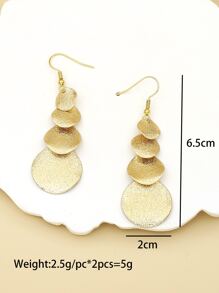 1 Par de Brincos de Franjas Circulares Longas Geométricas de Metal Banhado a Ouro e Prata em Estilo Europeu e Americano, Fashion para Férias, Encontros e Acessórios de Orelha Versáteis para Mulheres