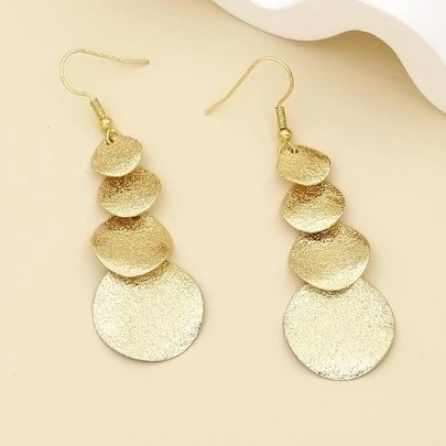 1 זוגות עגילי ציצית עגולים גיאומטריים ארוכים בסגנון אירופאי ואמריקאי בציפוי זהב וכסף, אופנתיים לחגים, היכרויות, נסיעות ואביזרי אוזניים מגוונים לנשים