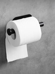 1入組黑色不銹鋼卷紙支架,鑽孔掛壁式毛巾架適用於浴室 - 黑色 - 查看 2