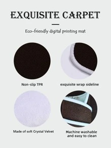 古典文本與向日葵印花厨房地墊，晶鑽絨防滑地毯，1入，房間裝飾 - 彩色 - 查看 6