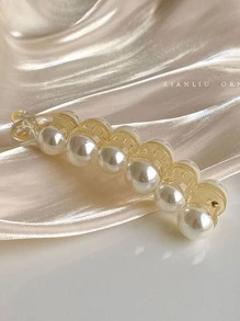 1pc Sweet And Simple Banana Clip Hair Accessory With Faux Pearls, Elegant Design Hair Clasp For Ponytail, Bun, Vertical Or Twist Clip, Hair Claw Hair Clips Claw Clips Hair Claws Hair Barrettes, School Stuff, Pearl Hair Accessories