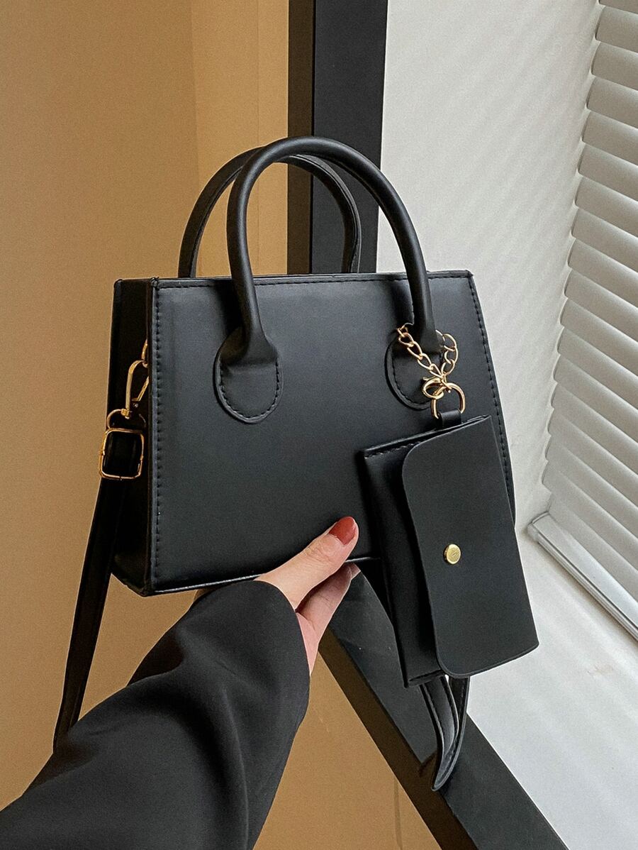 時尚純色手提包配袋,女士手袋附錢包