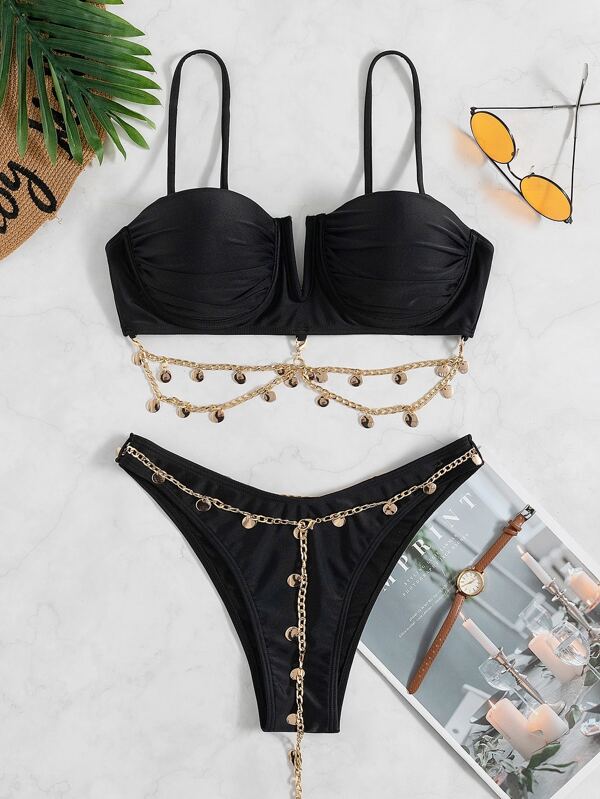 Vintage | Swim | Vintage 9s Tropical Hicut Padded Wired Bra Top Bikini