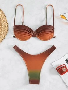 漸層式鋼圈比基尼套裝，夏季沙灘游泳衣