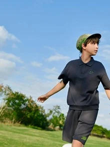 Balabala Tween Boy Letter Graphic Tee & Shorts Comfortable And Breathable Suitable For Summer - Dark Grey - View 4