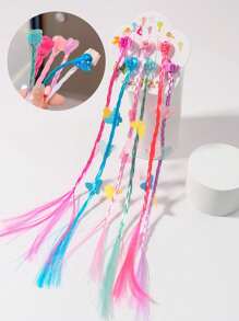 6pcs Butterfly Decor Braided Synthetic Hair Extension Boho - Multicolor - View 1