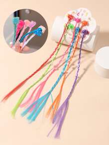 6pcs Heart Decor Synthetic Hair Extension Cute - Multicolor - View 1