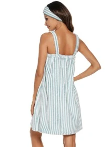 Women Bath Wrap Towel For Shower With Pocket Adjustable Robe & Facial Headband S-3Xl - Blue and White - View 5