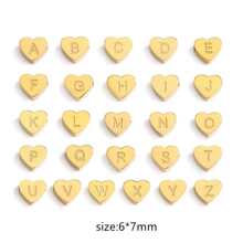 26個心形首字母手鍊，優雅不鏽鋼女士手鍊 - 金黃色 - 查看 4