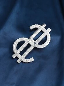 Novelly Rhinestone 9cm*5cm Oversized Dollar Sign Open Rings Hip Hop Jewelry for Women Crysta Adjustabel Large Finger Cuff Rings - Silver - View 4