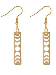 月相懸垂耳環,不銹鋼耳環禮物適用於姐姐朋友女兒 - 金色 - 查看 3