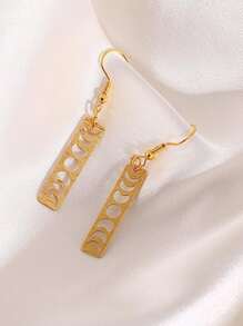 月相懸垂耳環,不銹鋼耳環禮物適用於姐姐朋友女兒 - 金色 - 查看 4