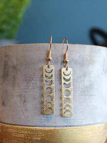 月相懸垂耳環,不銹鋼耳環禮物適用於姐姐朋友女兒 - 金色 - 查看 1