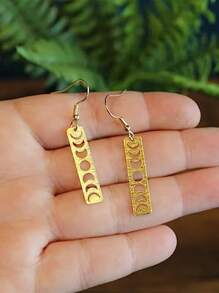 月相懸垂耳環,不銹鋼耳環禮物適用於姐姐朋友女兒 - 金色 - 查看 5