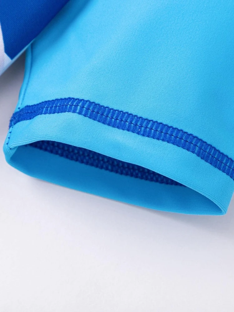 Balabala Young Boy Cartoon Graphic Zip Back One Piece Swimsuit With Swim Cap