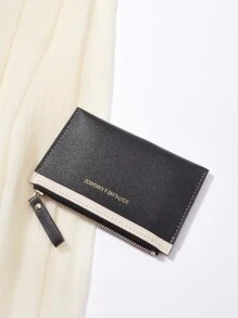 SOUTHLAND&KANGAROO Bảng chữ cái thời trang gấp 2 khe cắm thẻ nhiều ngăn Ví ngắn có khóa kéo & Ví đựng tiền xu Ví đựng thẻ Ví đựng danh thiếp Ví đựng thẻ tín dụng Ví đựng thẻ ID dành cho phụ nữ Ví mini dành cho phụ nữ Ví đựng thẻ - màu đen - Xem 3