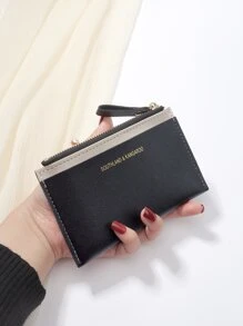 SOUTHLAND&KANGAROO Bảng chữ cái thời trang gấp 2 khe cắm thẻ nhiều ngăn Ví ngắn có khóa kéo & Ví đựng tiền xu Ví đựng thẻ Ví đựng danh thiếp Ví đựng thẻ tín dụng Ví đựng thẻ ID dành cho phụ nữ Ví mini dành cho phụ nữ Ví đựng thẻ - màu đen - Xem 1