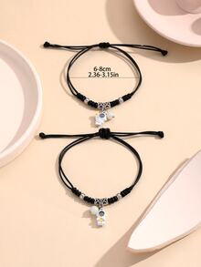 ATLVXJL 2pcs/Set Couple Grow In The Dark Astronaut Inlaid Projection Beads Charm Bracelet Gift - Multicolor - View 9