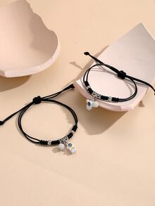 ATLVXJL 2pcs/Set Couple Grow In The Dark Astronaut Inlaid Projection Beads Charm Bracelet Gift - Multicolor - View 8