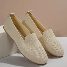 Zapatos de mujeres trabajar transpirable cómodo negro plano suela blanda antideslizante 2023 verano recién llegados - Beis - Ver 4