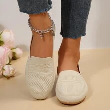 Zapatos de mujeres trabajar transpirable cómodo negro plano suela blanda antideslizante 2023 verano recién llegados - Beis - Ver 3