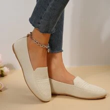 Zapatos de mujeres trabajar transpirable cómodo negro plano suela blanda antideslizante 2023 verano recién llegados - Beis - Ver 1