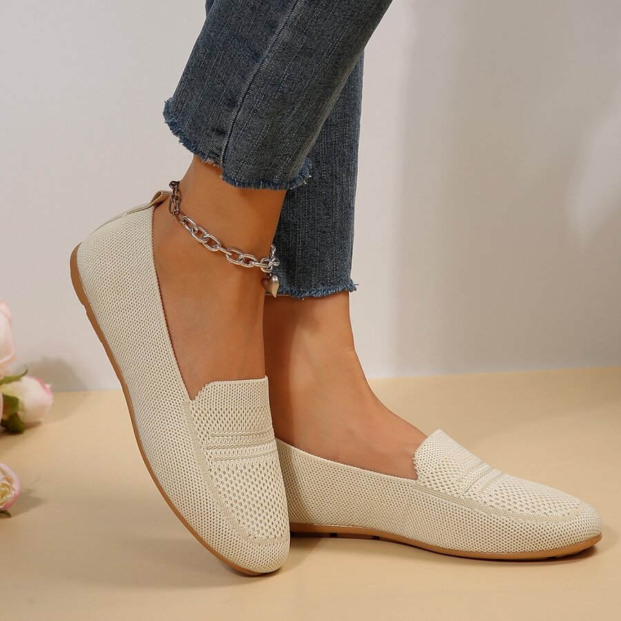 Zapatos de mujeres trabajar transpirable cómodo negro plano suela blanda antideslizante 2023 verano recién llegados - Beis - Ver 1