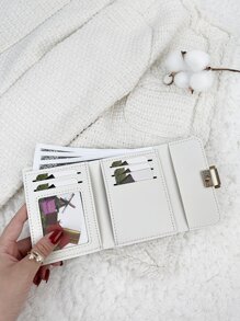 SOUTHLAND&KANGAROO 字母时尚零钱包小号双折超薄女士钱包迷你薄款轻便多层便携式身份证信用卡简约时尚现代商务周年纪念圣诞节情人节生日礼物情侣礼物女孩礼物女士礼物女包学校用品学校宿舍及返校女士钱包钱包小钱包 - 白色 - 查看 3