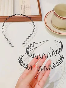 Đen Kim loại Dây buộc tóc Với Xoăn Sóng Hình dạng Thiết kế , Vô hình Và Không trượt Đối với Tóc đuôi ngựa - màu đen - Xem 3