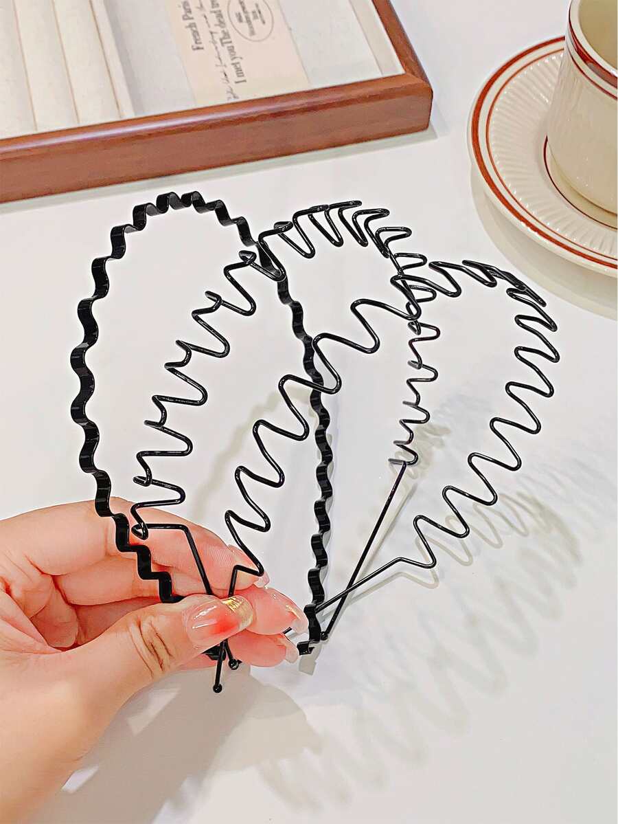 Đen Kim loại Dây buộc tóc Với Xoăn Sóng Hình dạng Thiết kế , Vô hình Và Không trượt Đối với Tóc đuôi ngựa - màu đen - Xem 1