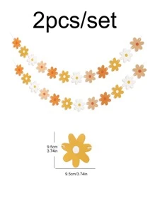2 件套渐变雏菊花环派对装饰横幅，圣诞节 - 彩色 - 查看 3