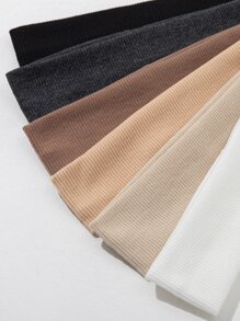 6入組/套女士素色滌綸時尚運動頭帶,適用於日常和通勤運動適用於返校 - 彩色 - 查看 3