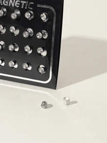 12 Pares/set Pendientes Magnéticos Con Decoración De Diamantes De Imitación