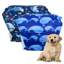 1pc Undersea Whale Pattern Male Dog Diapers - Multicolor - View 1