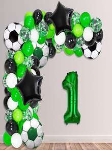 7 piezas fútbol fiesta decoraciones fútbol Globos de papel de aluminio verde número 7 Globos de papel de aluminio para Niños fútbol aficionados de fiesta de cumpleaños fútbol Juego fiesta decoraciones - Blanco y Negro - Ver 2