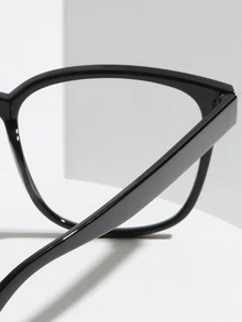 1 par de Monturas de gafas con lentes transparentes de estilo ojo de gato para estudiantes - Negro - Ver 4