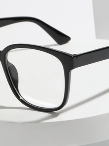 1 par de Monturas de gafas con lentes transparentes de estilo ojo de gato para estudiantes - Negro - Ver 5