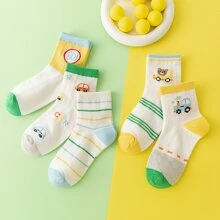 Calcetines con dibujos animados de rayas para niños