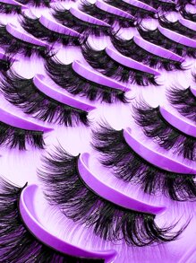 20 Pairs/Pack Thick Curly Fluffy Volume False Eyelashes Mink Lashes Cat-Eye Look Wispy Long 8D Volume Fake Eyelash Strips Foxy Eye Lifting Look Extension Full Eyelash Strip To Lengthen And Volumize The Outer Corner Of Your Eye For Beauty Makeup - Black - View 4