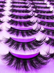 20 Pairs/Pack Thick Curly Fluffy Volume False Eyelashes Mink Lashes Cat-Eye Look Wispy Long 8D Volume Fake Eyelash Strips Foxy Eye Lifting Look Extension Full Eyelash Strip To Lengthen And Volumize The Outer Corner Of Your Eye For Beauty Makeup - Black - View 5
