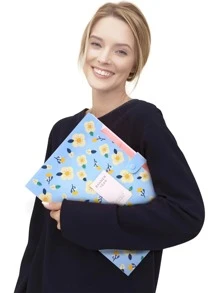 ①擴展文件包②手風琴文件夾帶花圖案手風琴設計A4尺寸 - 藍色 - 查看 6