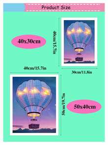 天空小氣球主題DIY鑽石畫家庭裝飾工藝,充分鑽孔圓形水鑽藝術品手工十字繡掛飾裝飾物 - 彩色 - 查看 3