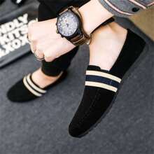 1pair Men's Fashionable Breathable Slip-on Canvas Loafers - Black - View 1