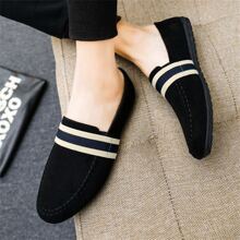 1pair Men's Fashionable Breathable Slip-on Canvas Loafers - Black - View 2