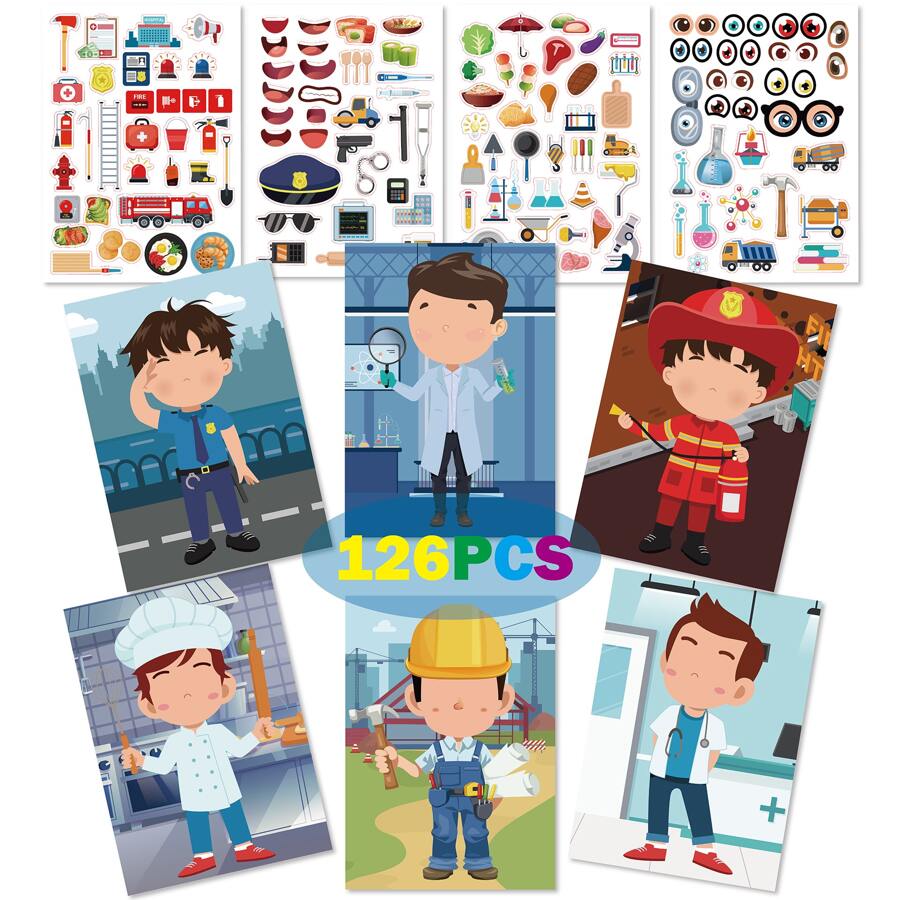 Occupational Diy Stickers / Occupational Face-changing Stickers - Multicolor - View 1