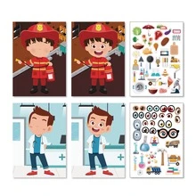 Occupational Diy Stickers / Occupational Face-changing Stickers - Multicolor - View 3