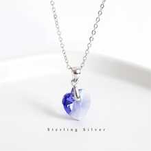 OMID 925純銀心形水晶&方晶鋯石項鍊,時尚首飾配件,流行鎖骨鏈條禮品 - 項鍊 - 查看 5