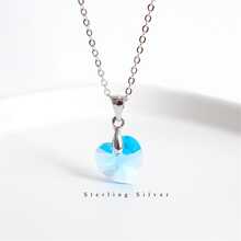 OMID 925純銀心形水晶&方晶鋯石項鍊,時尚首飾配件,流行鎖骨鏈條禮品 - 項鍊 - 查看 3